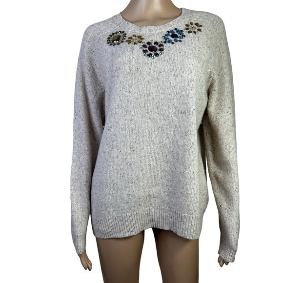 J.Crew Women’s Sweater Rhinestone Gray Size L
